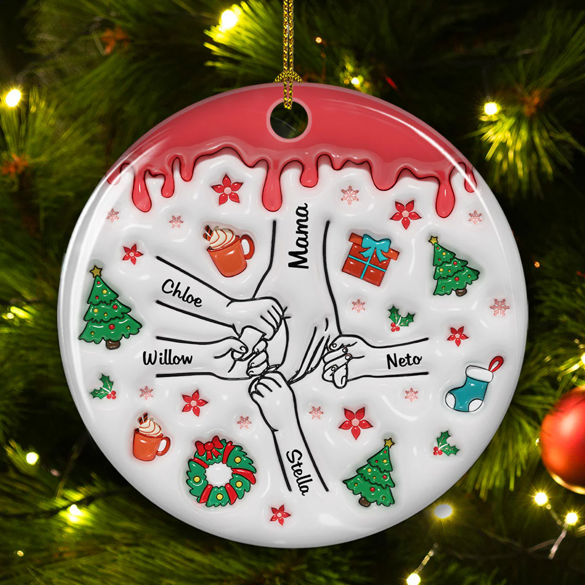 Our Hearts Are Your - Personalized Custom 3D Inflated Effect Ceramic Ornament - Image 2