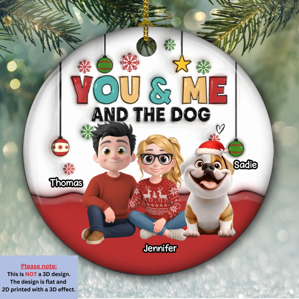 Our Holiday With Lovely Dog - Personalized Custom 3D Inflated Effect Ceramic Ornament - Image 5