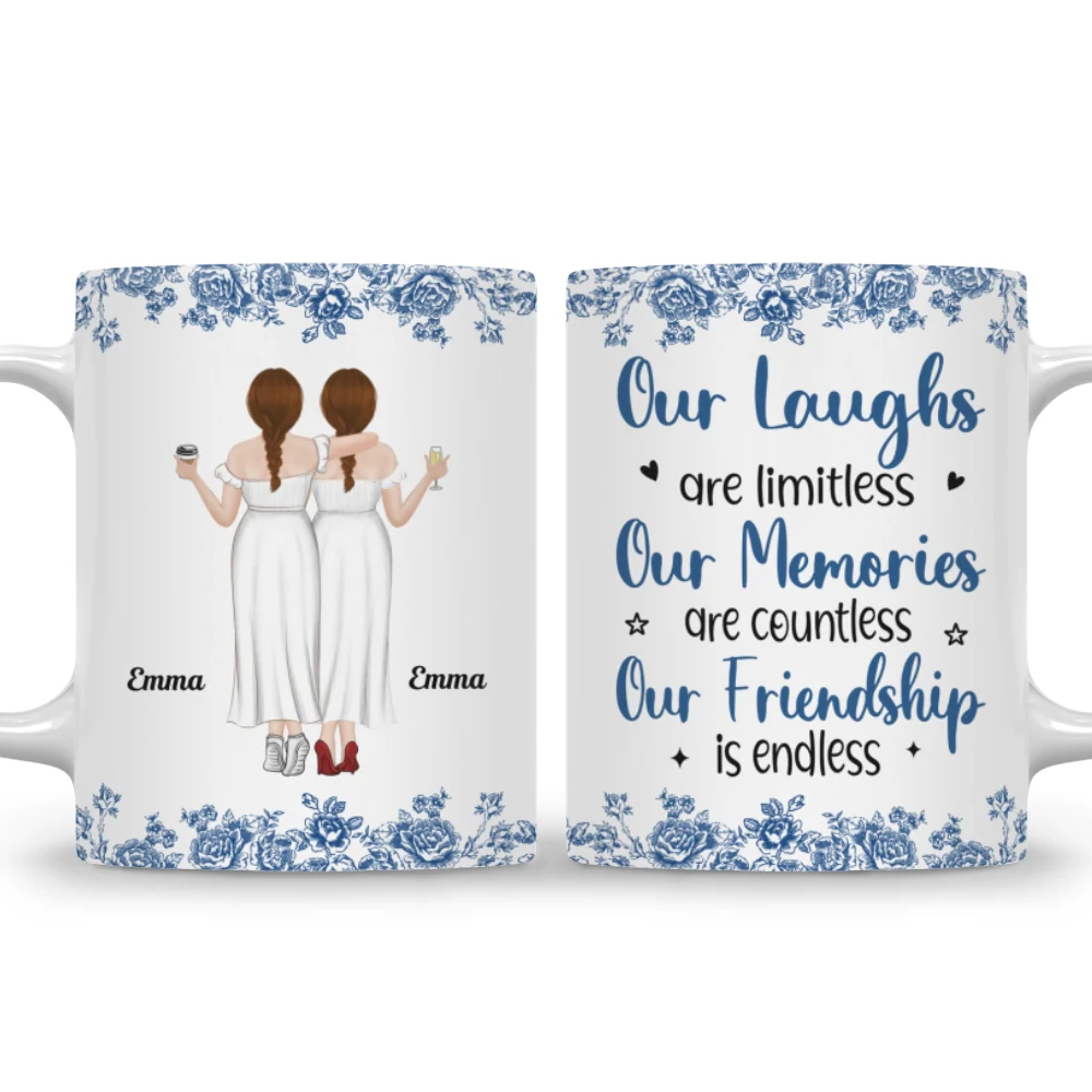 Our Laughs Are Limitless Blue Toile - Personalized Custom Coffee Mug - Image 7