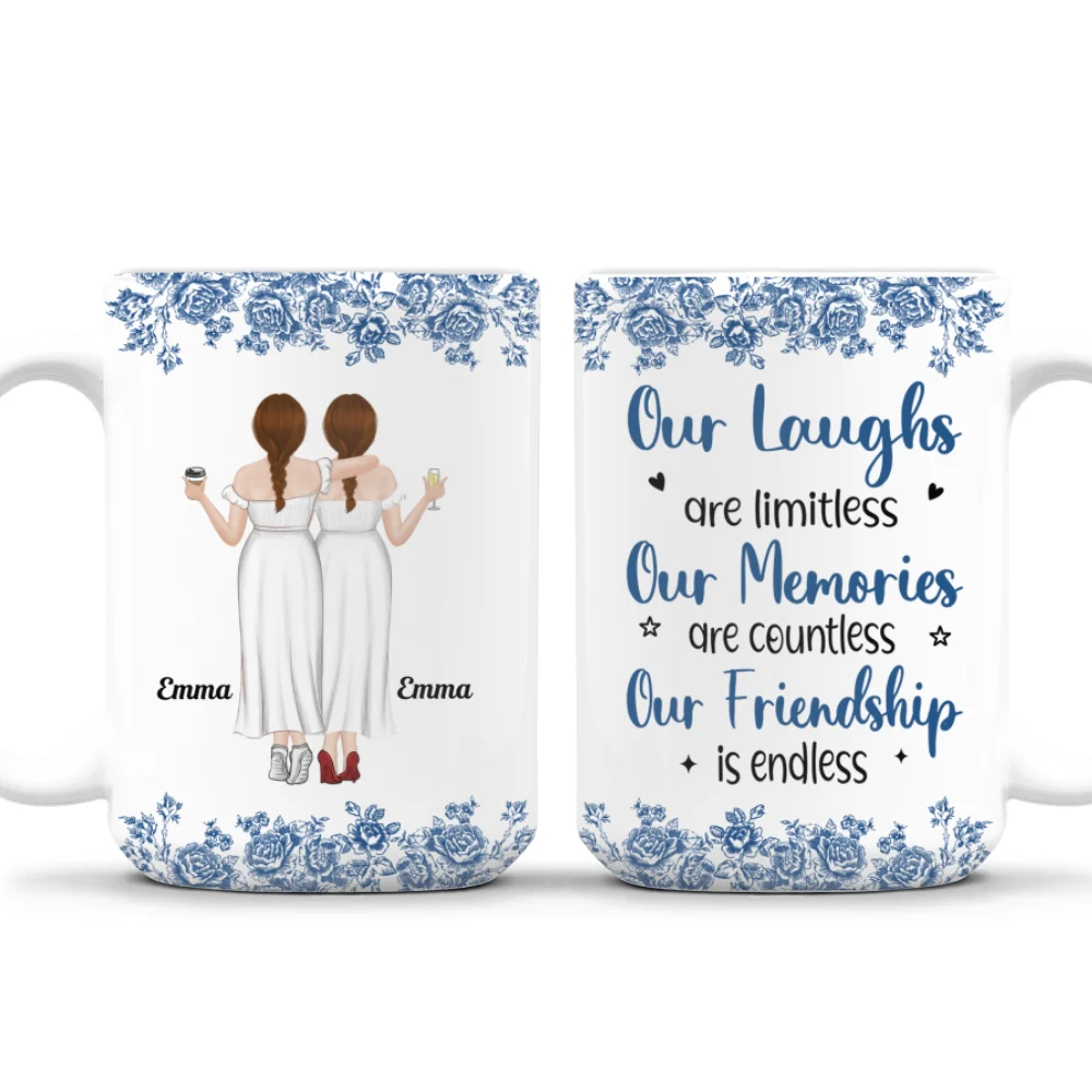 Our Laughs Are Limitless Blue Toile - Personalized Custom Coffee Mug - Image 8
