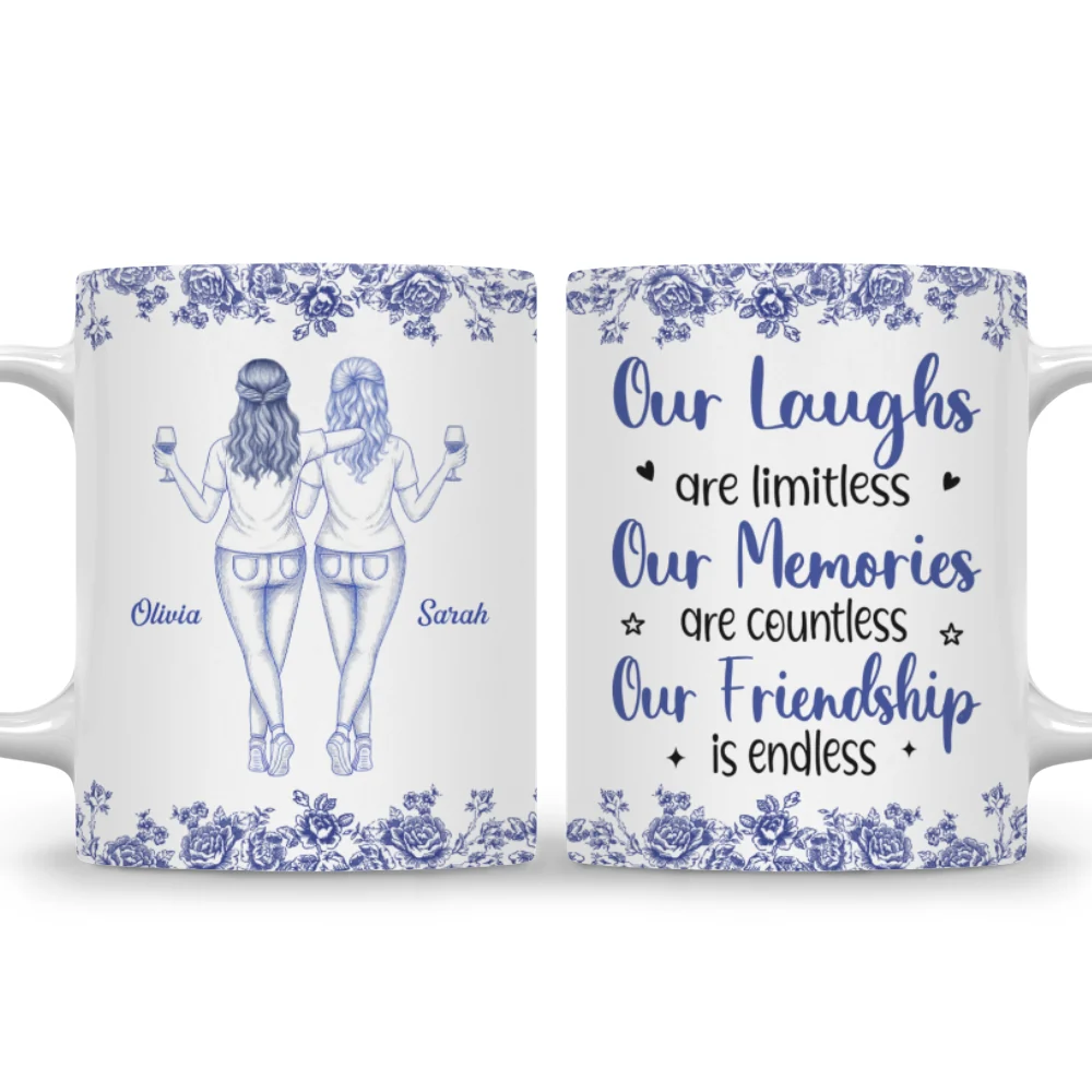 Our Laughs Are Limitless Blue Toile Ver 2 - Personalized Custom Coffee Mug - Image 7