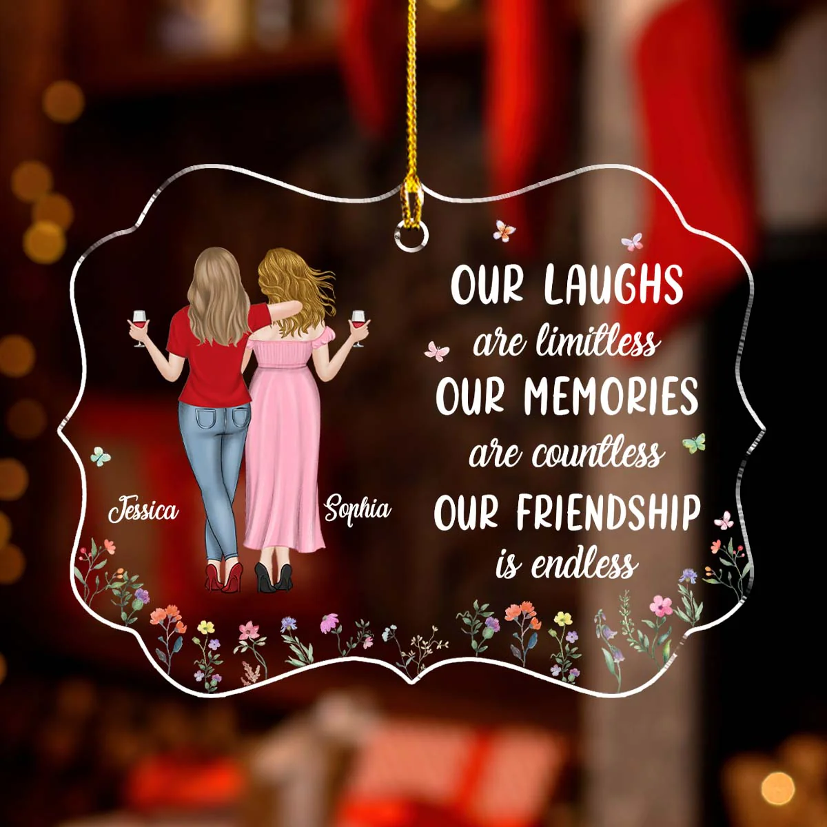 Our Laughs Are Limitless - Personalized Custom Acrylic Ornament - Image 2
