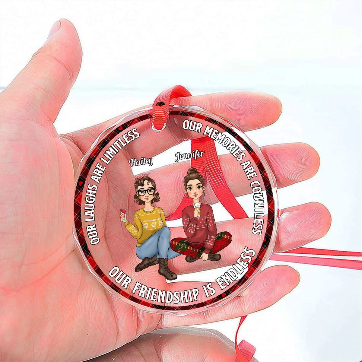 Our Laughs Are Limitless - Personalized Custom Glass Ornament - Image 5
