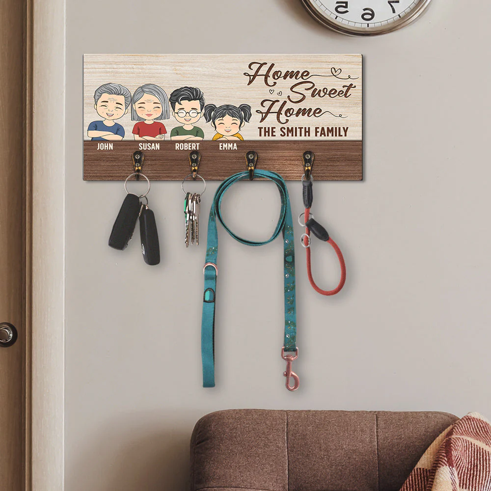 Our Life Our Sweet Home - Personalized Custom Wooden Key Holder - Image 3