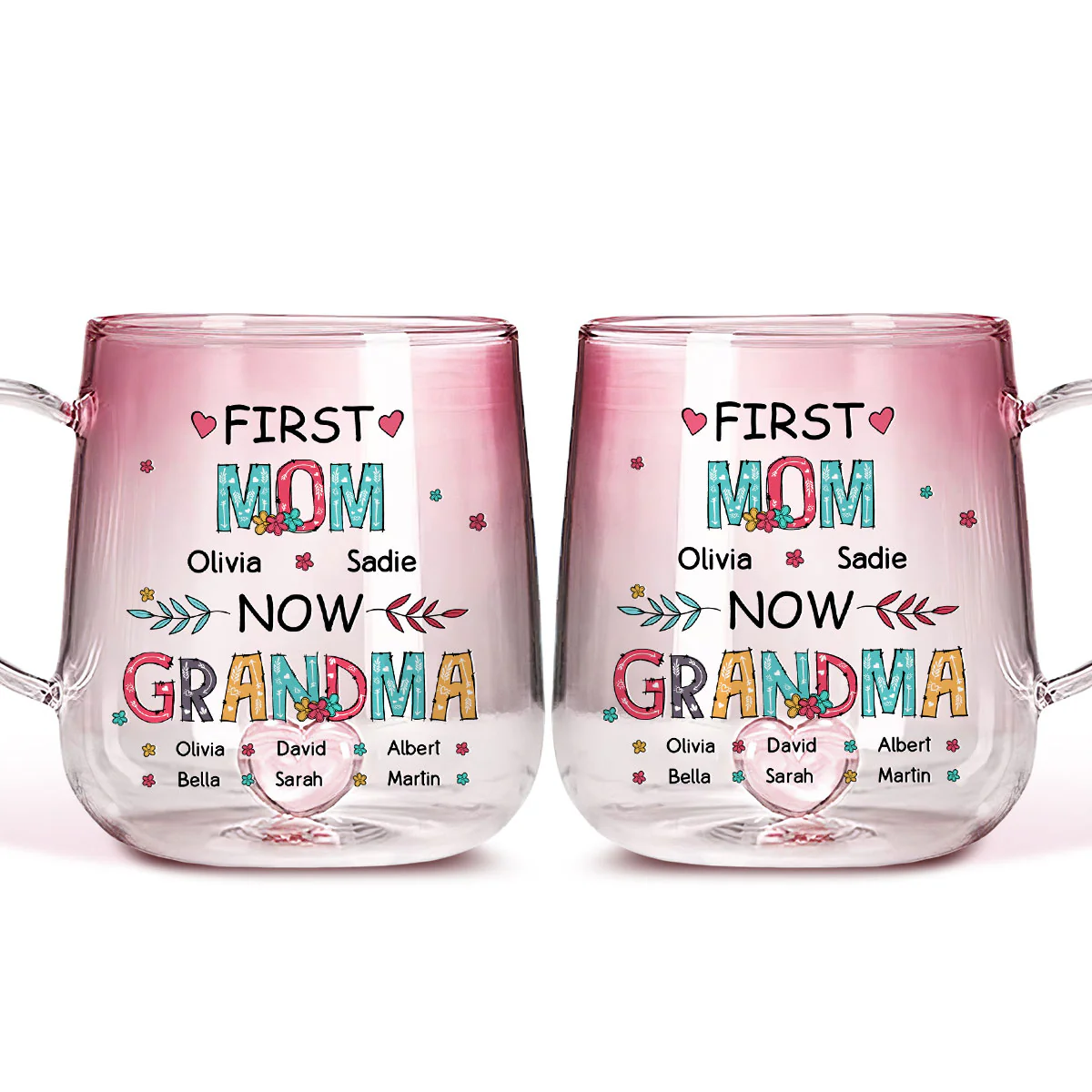 Our Love For You Is Unbreakable - Personalized Custom Pink Gradient Glass Mug