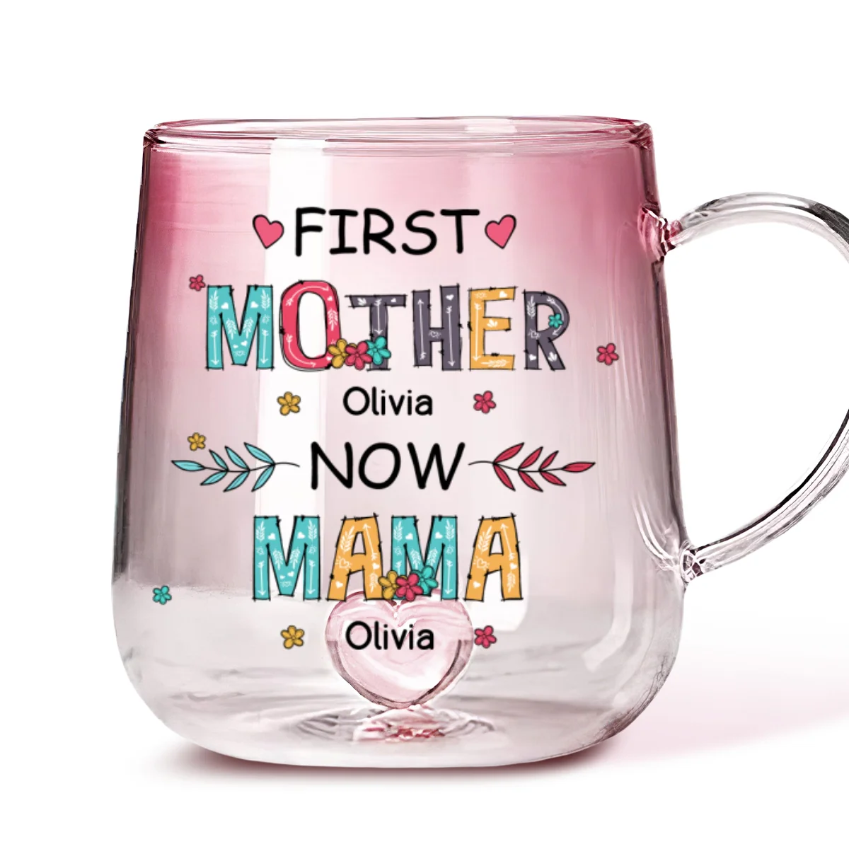 Our Love For You Is Unbreakable - Personalized Custom Pink Gradient Glass Mug - Image 6