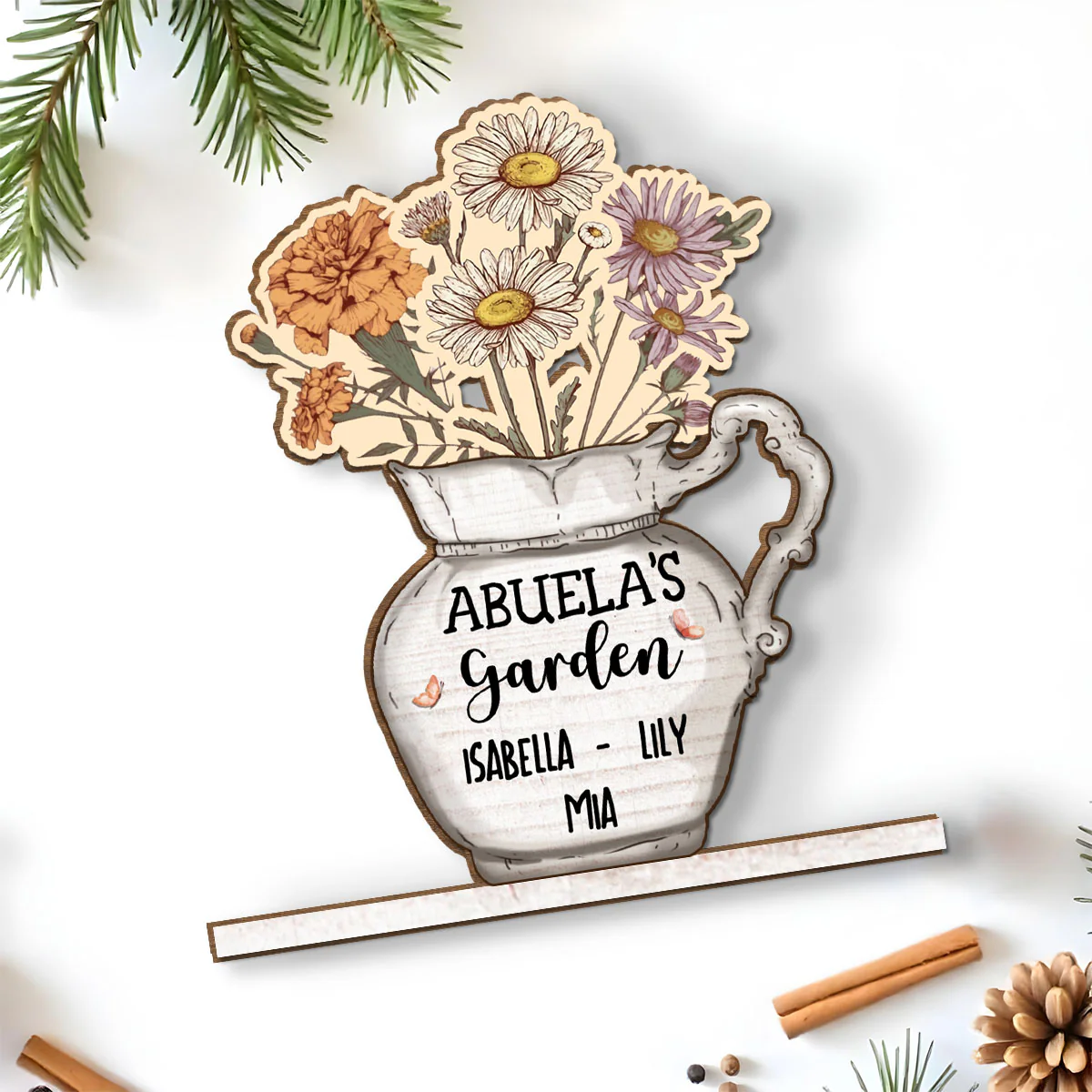 Our Love Grows With You - Personalized Custom 2-Layer Wood Plaque With Flat Base - Image 4