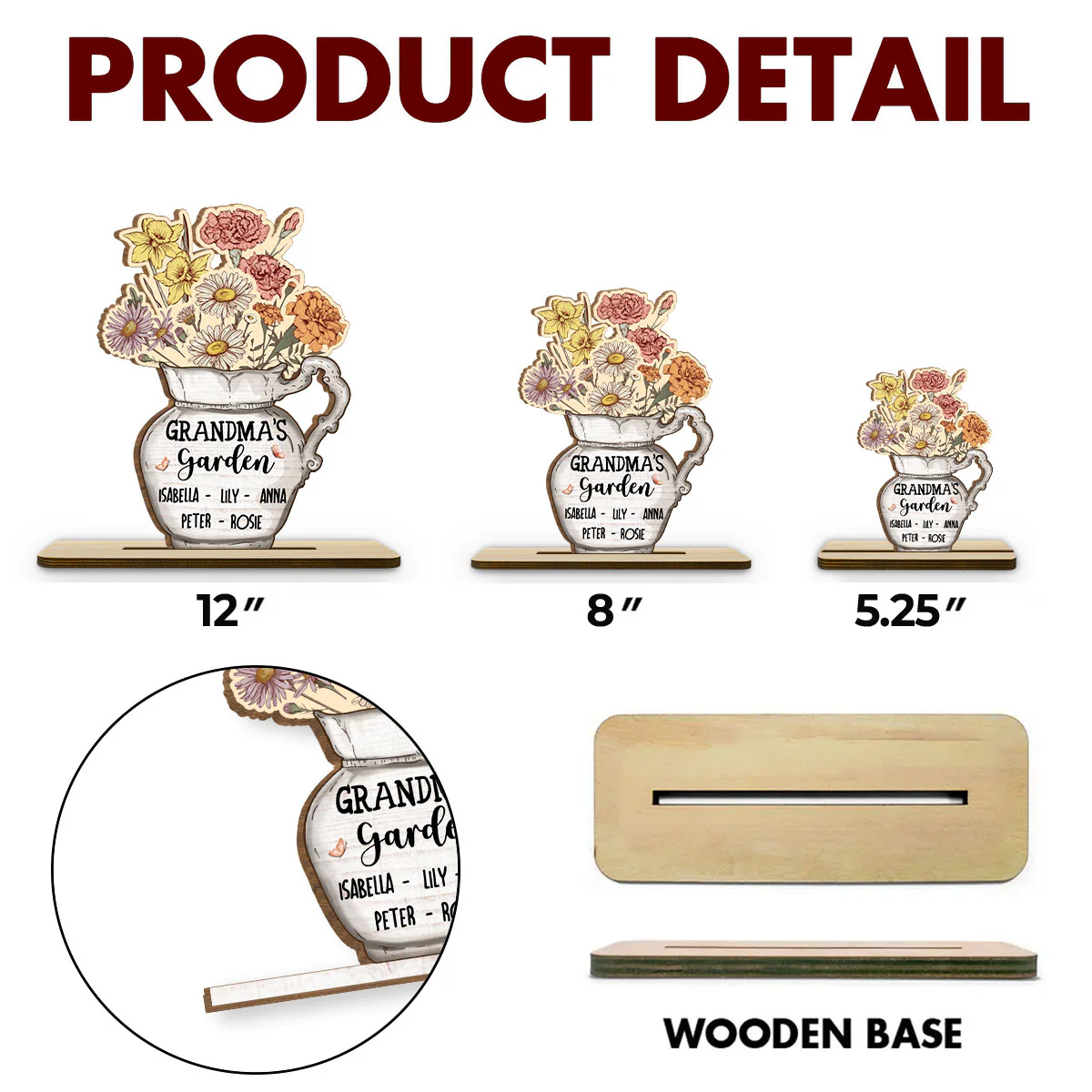 Our Love Grows With You - Personalized Custom 2-Layer Wood Plaque With Flat Base - Image 5