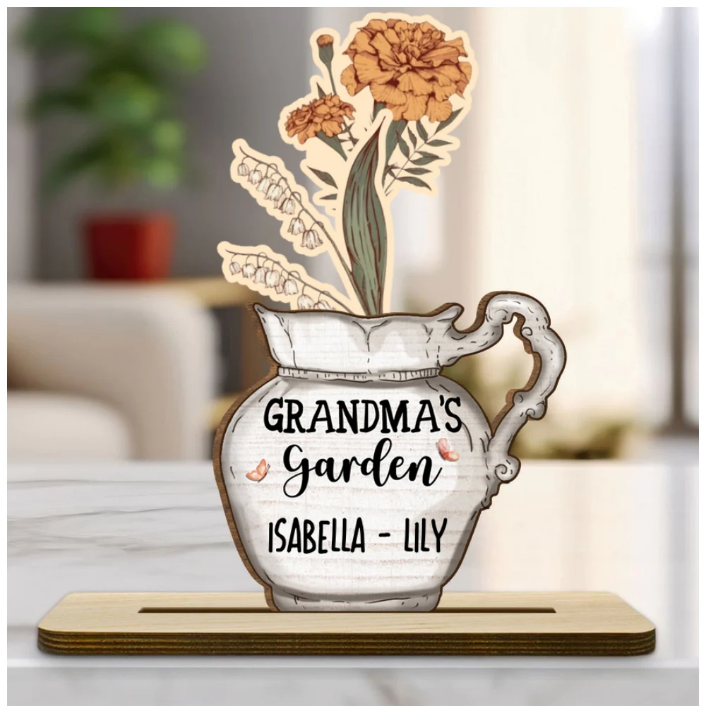 Our Love Grows With You - Personalized Custom 2-Layer Wood Plaque With Flat Base - Image 7