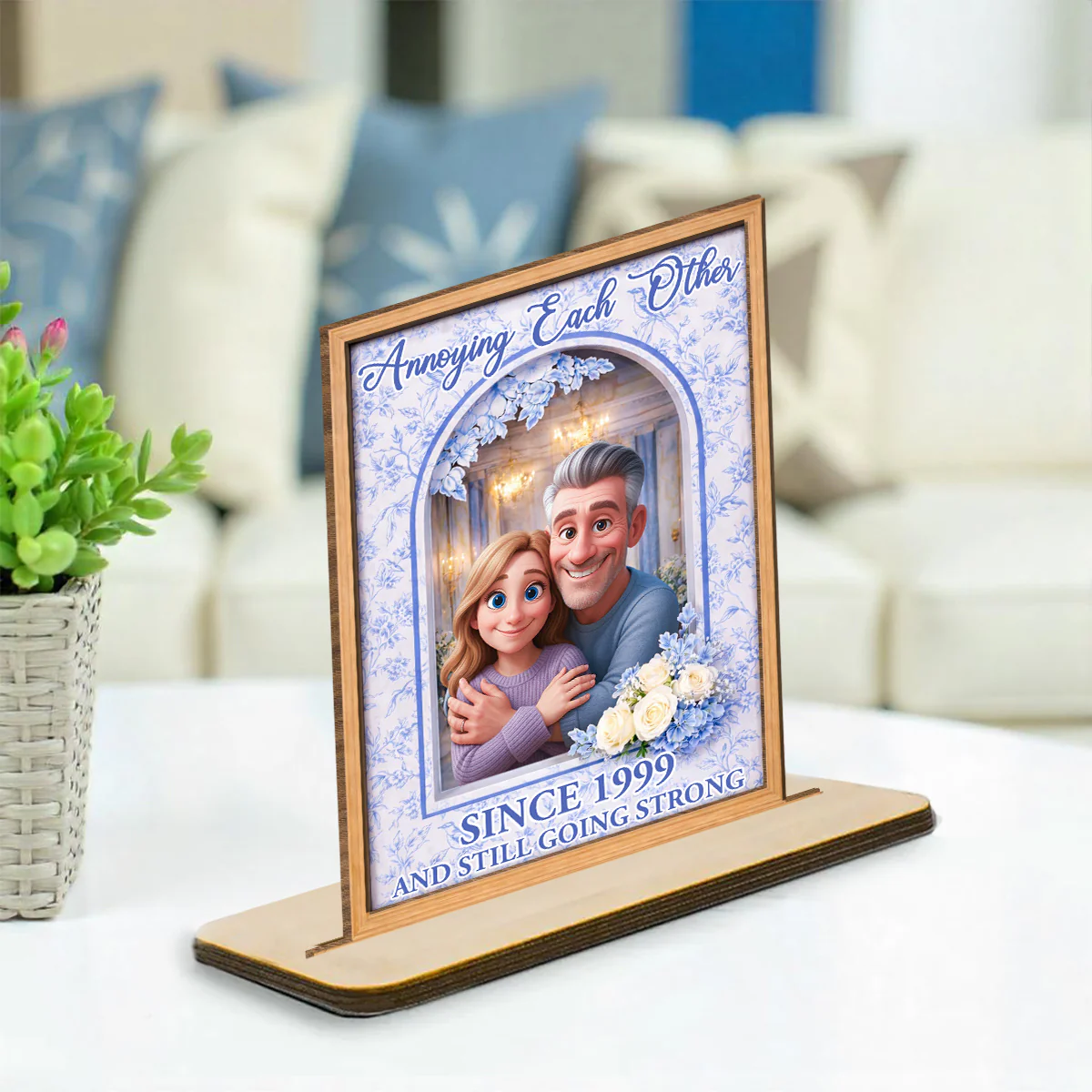 Our Love Our Journey - Personalized Custom 2-Layer Wood Plaque With Flat Base - Image 3
