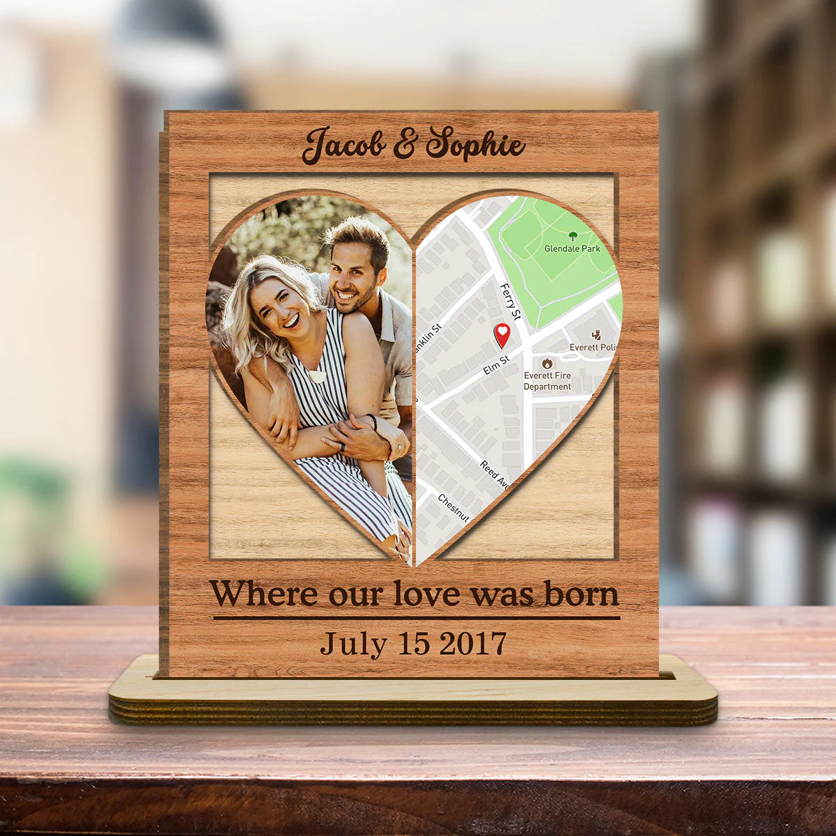 Our Love - Personalized Custom 2-Layer Wood Plaque With Flat Base - Image 4