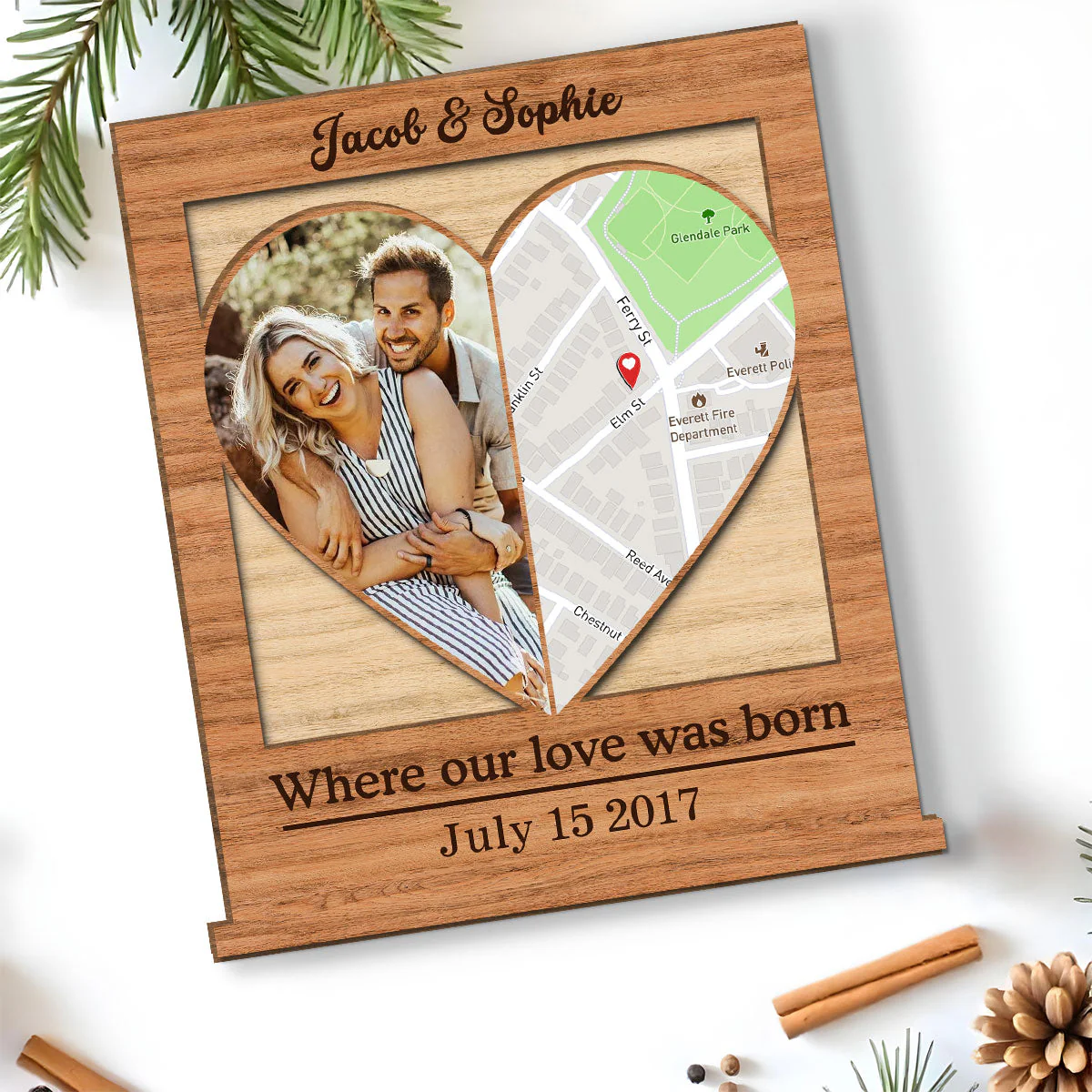 Our Love - Personalized Custom 2-Layer Wood Plaque With Flat Base - Image 5