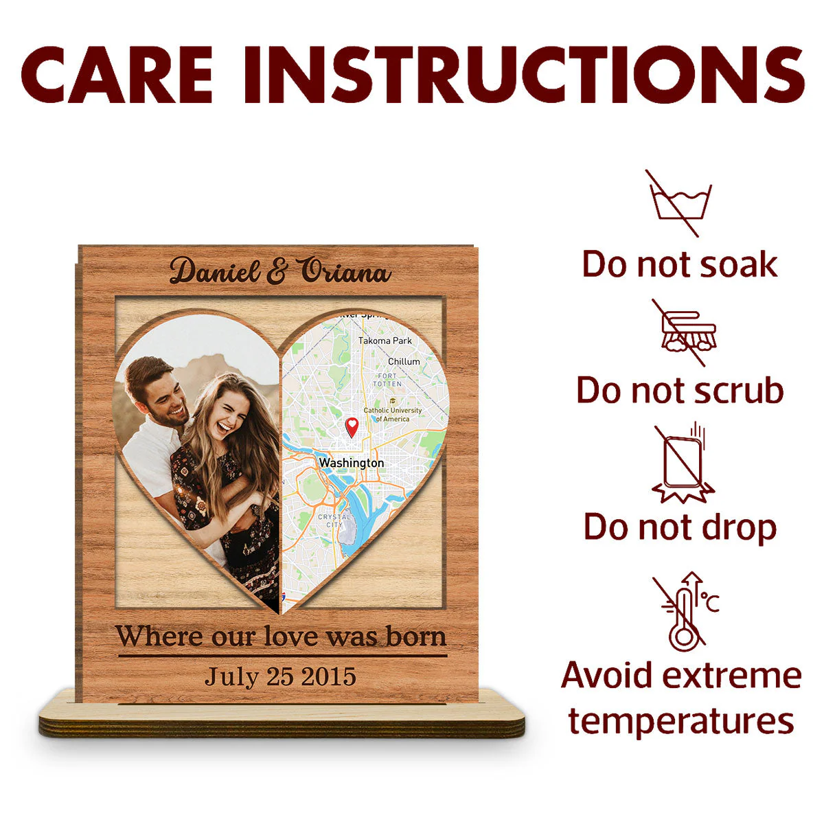 Our Love - Personalized Custom 2-Layer Wood Plaque With Flat Base - Image 7