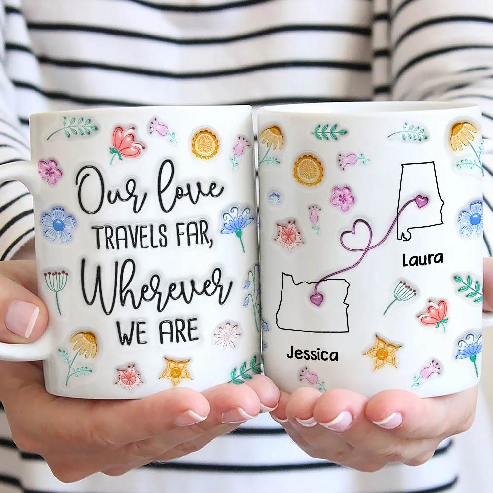 Our Love Travels Far - Personalized Custom 3D Inflated Effect Mug - Image 2