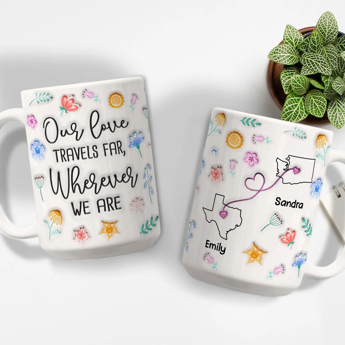 Our Love Travels Far - Personalized Custom 3D Inflated Effect Mug - Image 4
