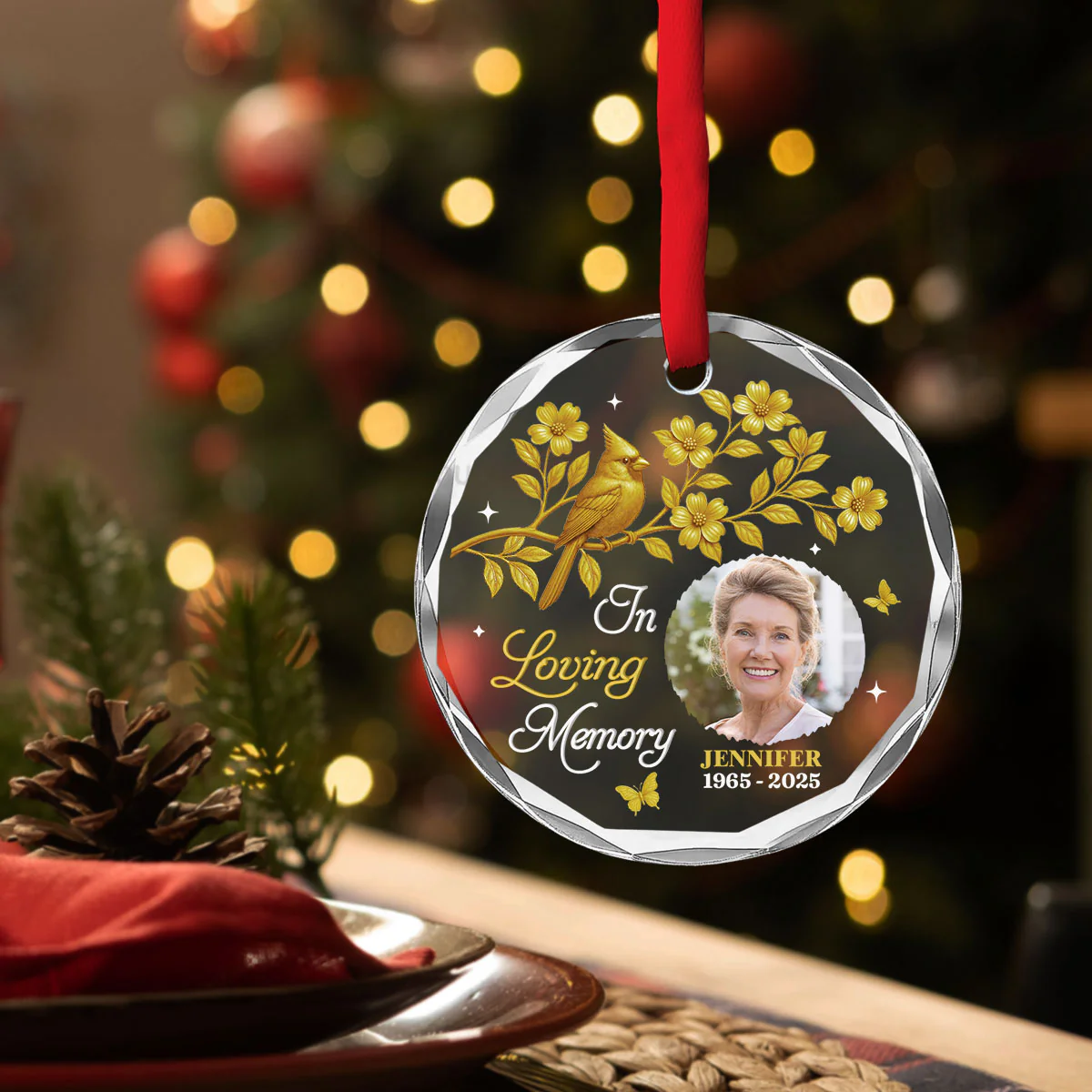 Our Loving Memory - Personalized Custom Glass Ornament - Image 5