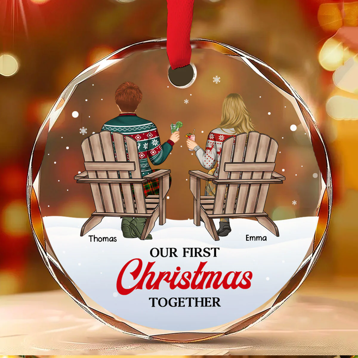 Our loving season -  Personalized Custom Glass Ornament - Image 2