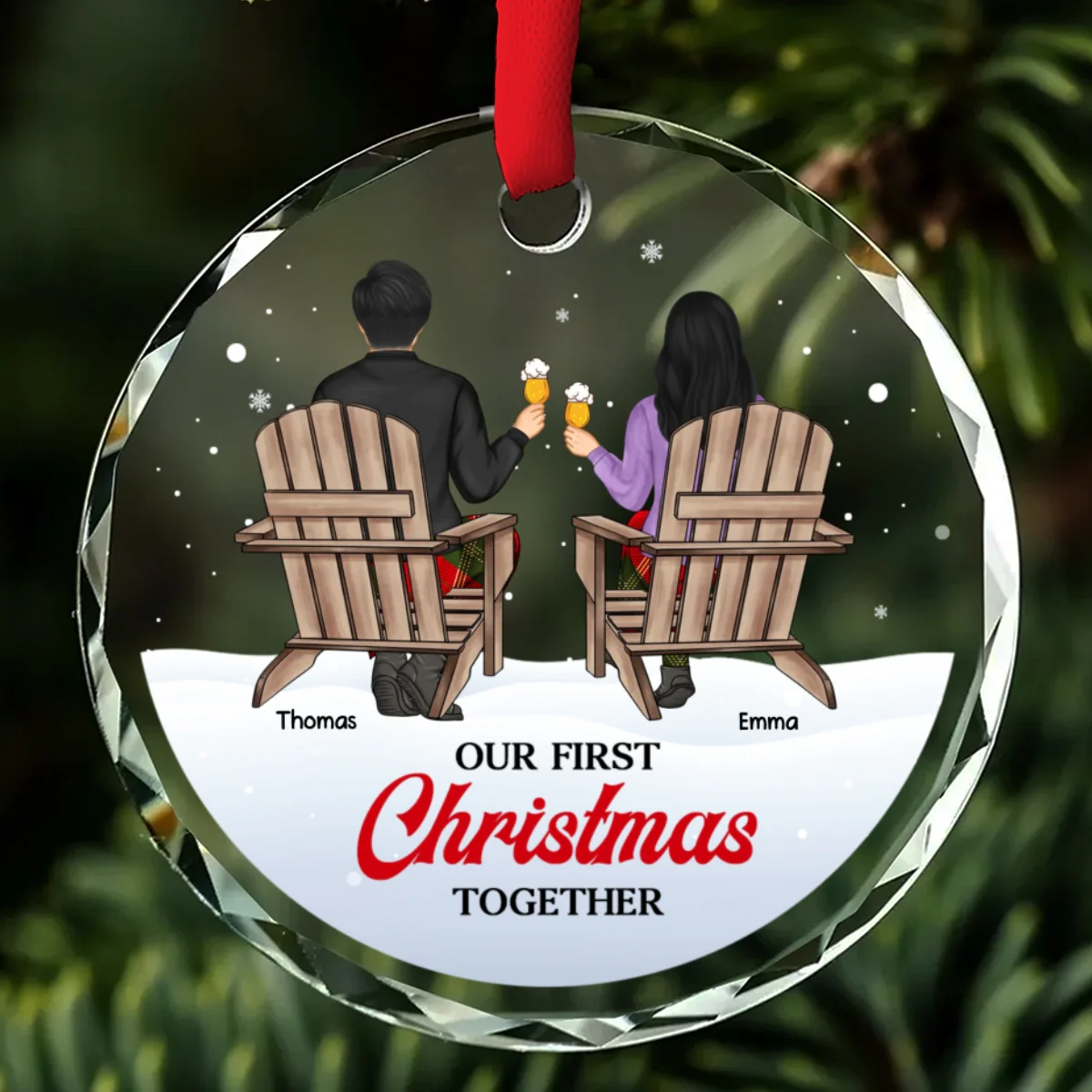 Our loving season -  Personalized Custom Glass Ornament - Image 5