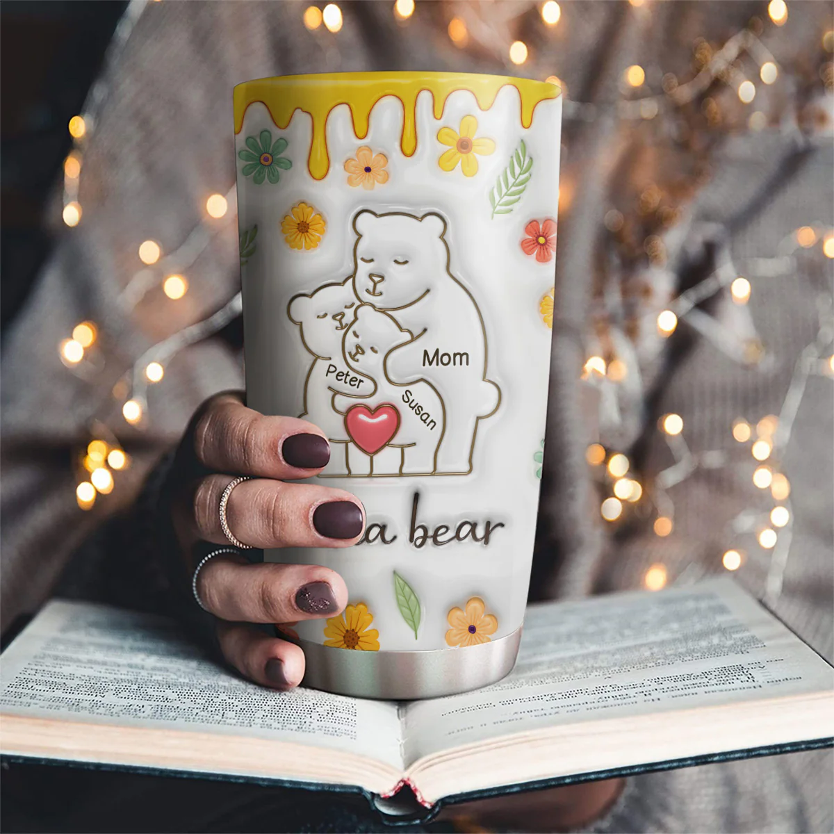 Our Mama Bear - Personalized Custom 3D Inflated Effect Tumbler - Image 2