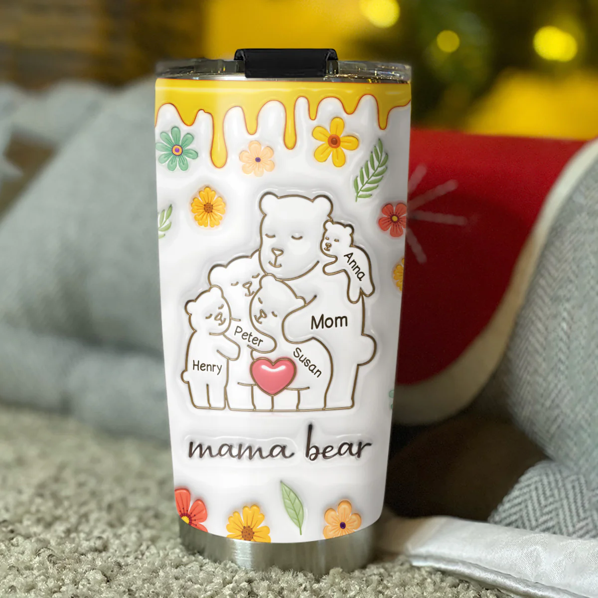 Our Mama Bear - Personalized Custom 3D Inflated Effect Tumbler - Image 4