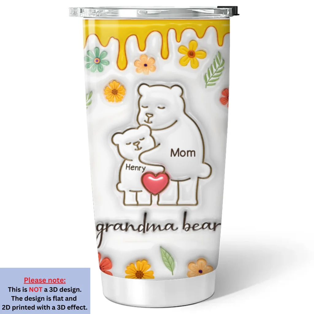 Our Mama Bear - Personalized Custom 3D Inflated Effect Tumbler - Image 5