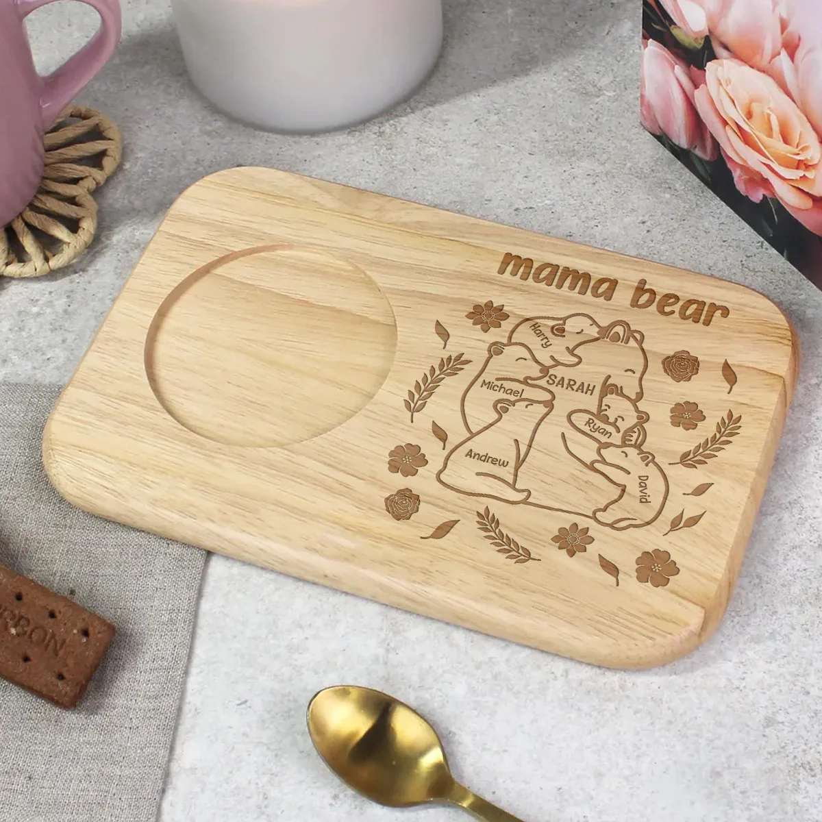 Our Mama Bear - Personalized Custom Wooden Treat Board - Image 4