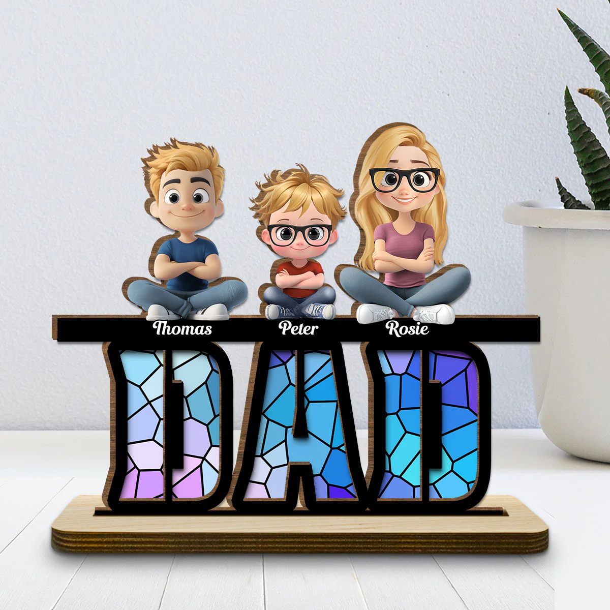 Our Father, Our Hero - Personalized Custom 2-Layer Wood Plaque With Flat Base - Image 2