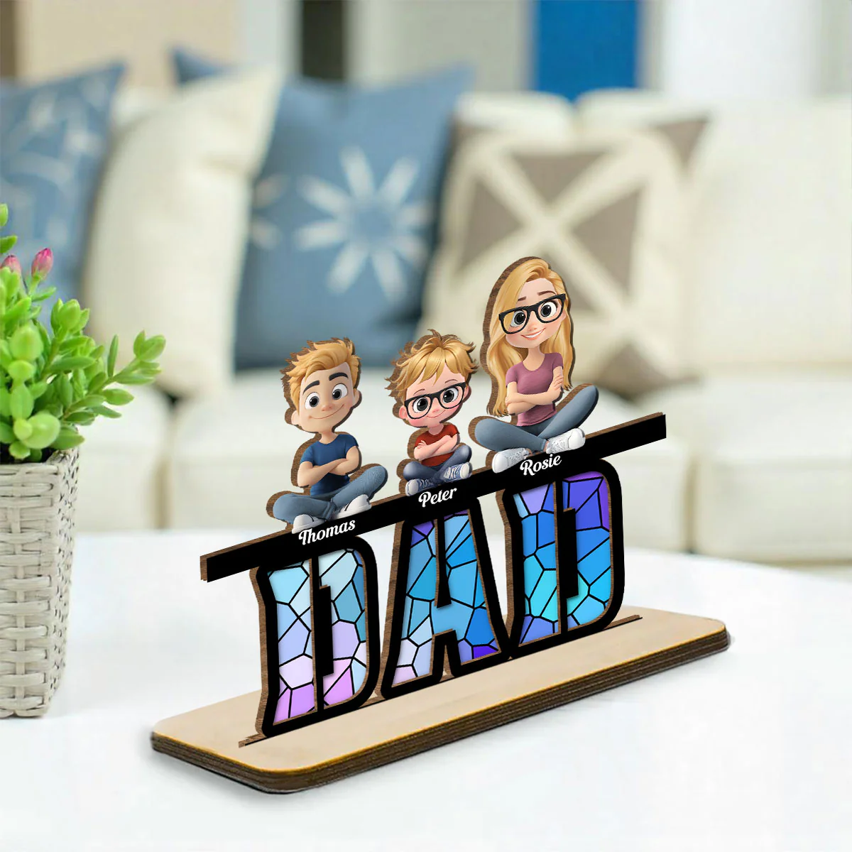 Our Father, Our Hero - Personalized Custom 2-Layer Wood Plaque With Flat Base - Image 3