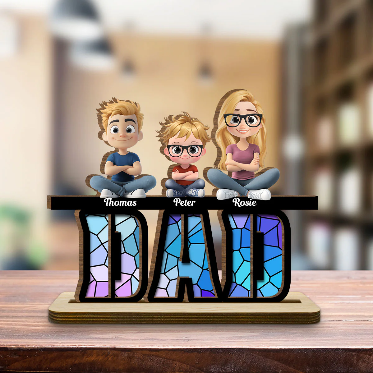 Our Father, Our Hero - Personalized Custom 2-Layer Wood Plaque With Flat Base - Image 4