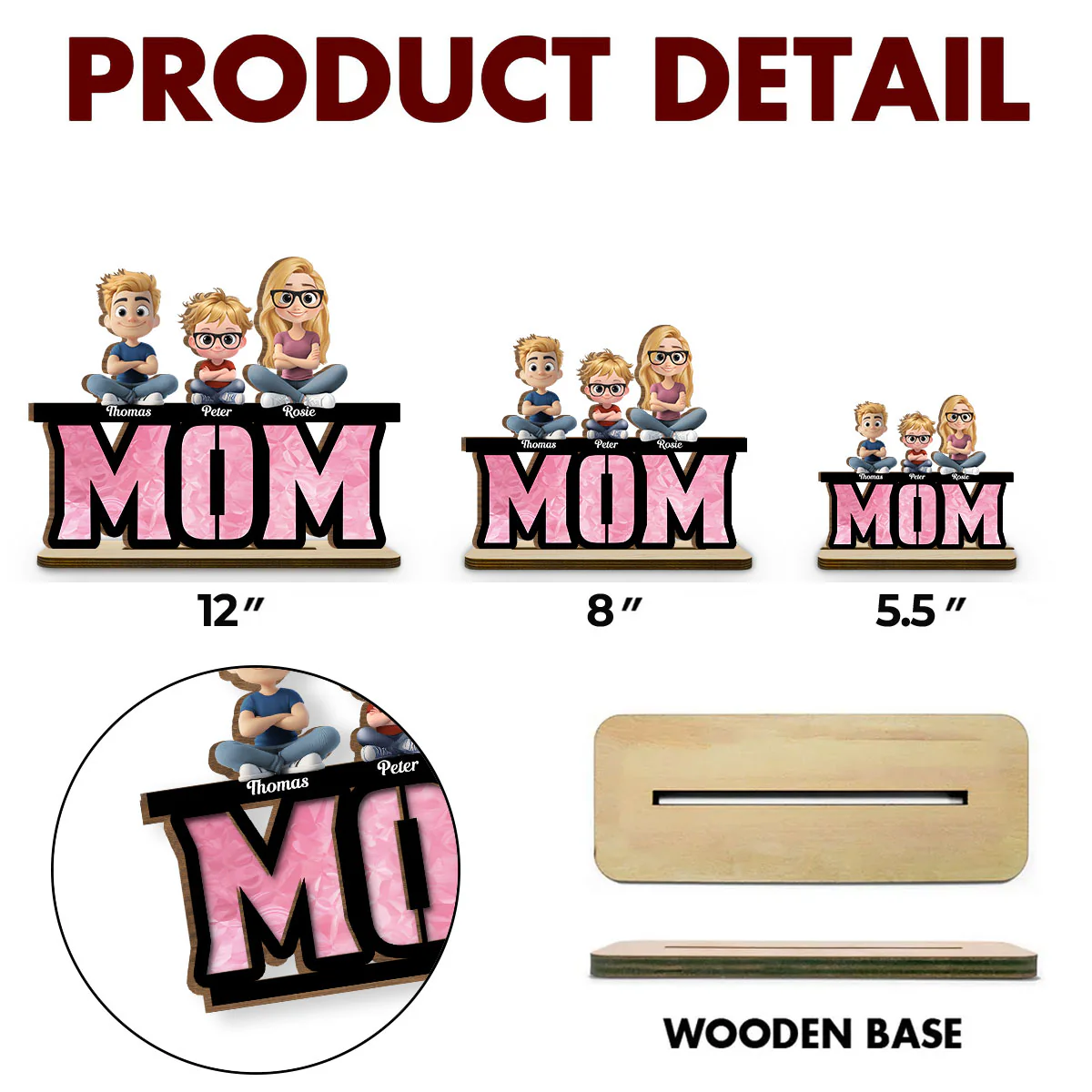 Our Mother, Our Sunshine - Personalized Custom 2-Layer Wood Plaque With Flat Base - Image 5