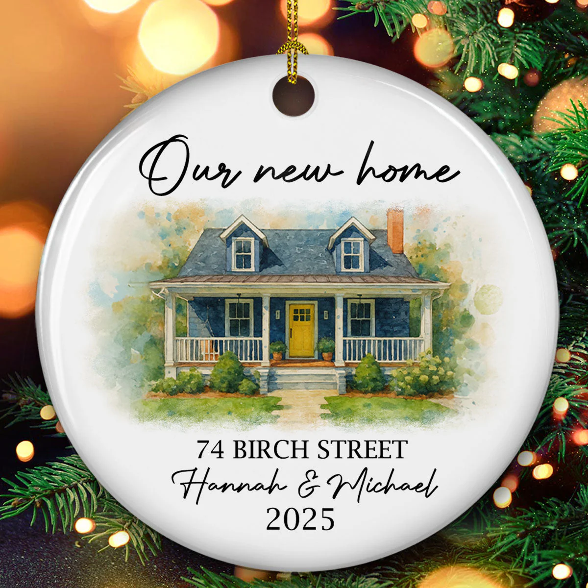 Our New Home 2025 - Personalized Custom Ceramic Ornament - Image 4