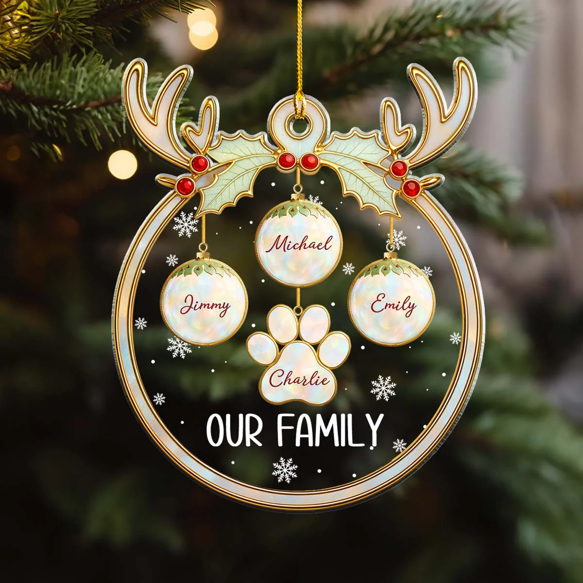 Our New Year Family - Personalized Custom Acrylic Ornament - Image 3