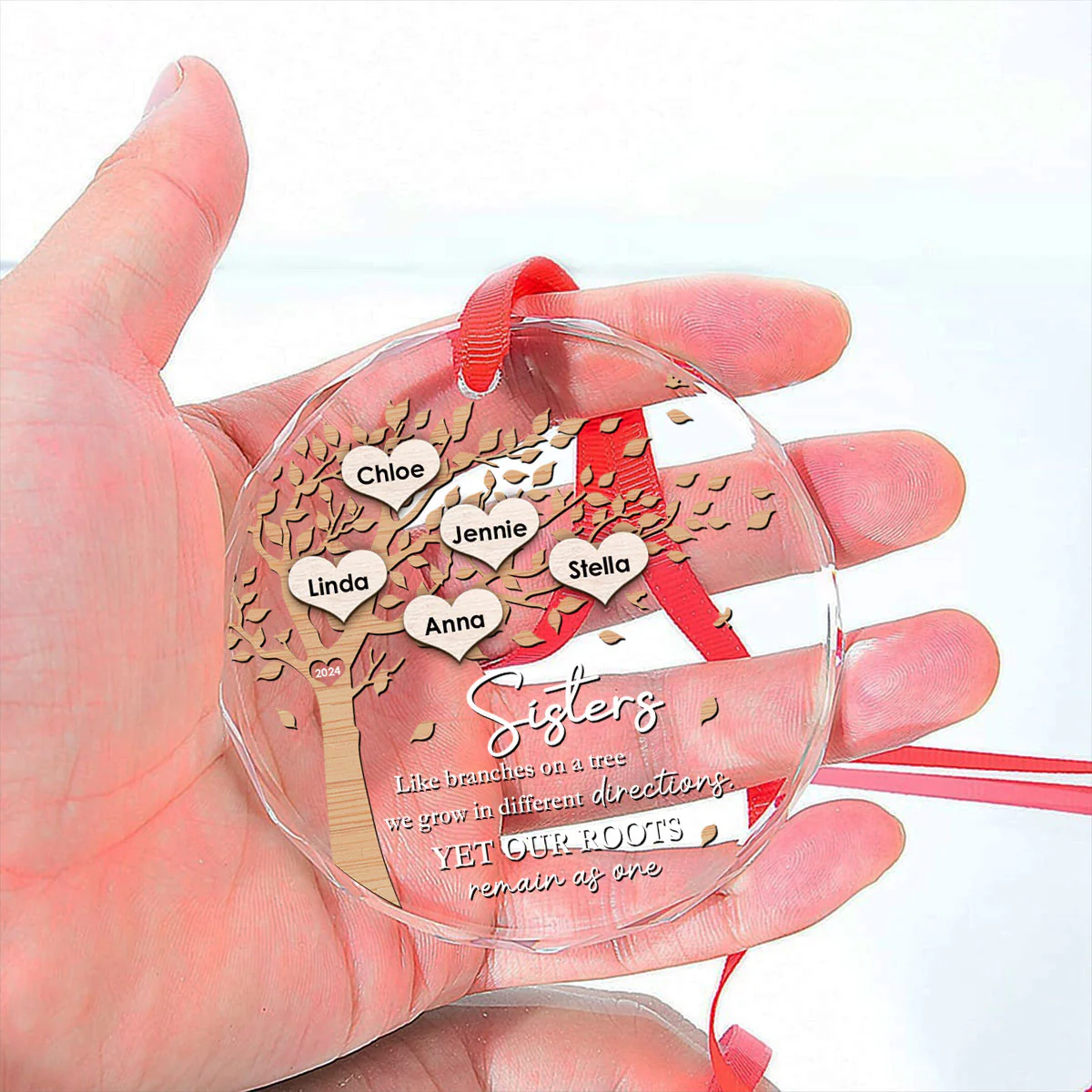 Our Roots Remain As One - Personalized Custom Glass Ornament - Image 2