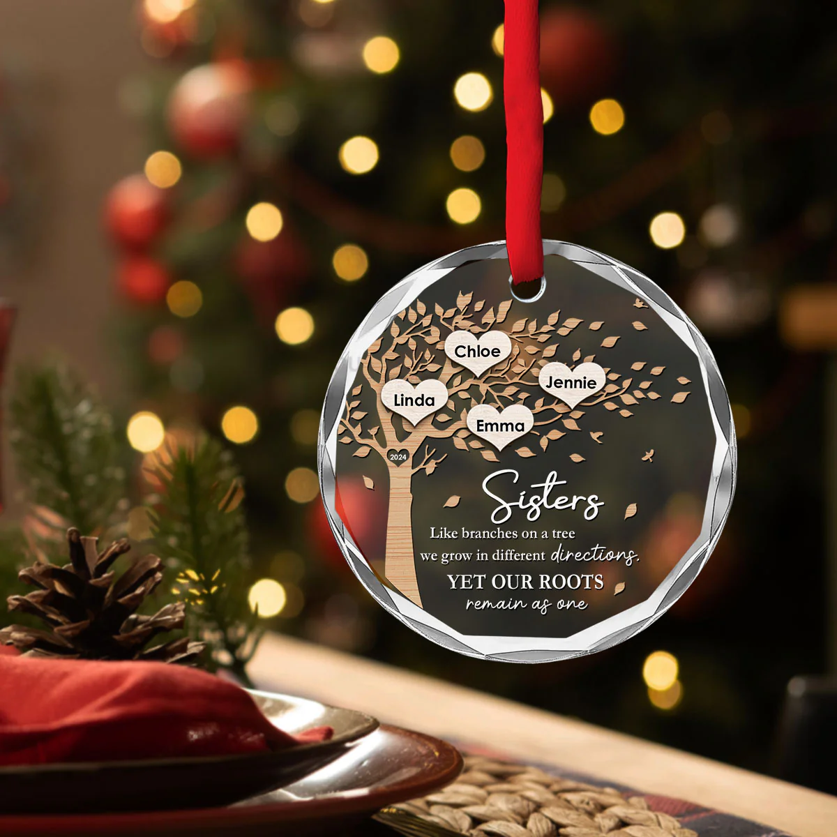 Our Roots Remain As One - Personalized Custom Glass Ornament - Image 3
