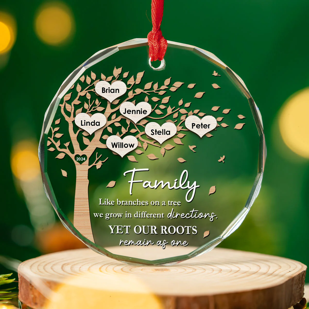Our Roots Remain As One - Personalized Custom Glass Ornament - Image 4