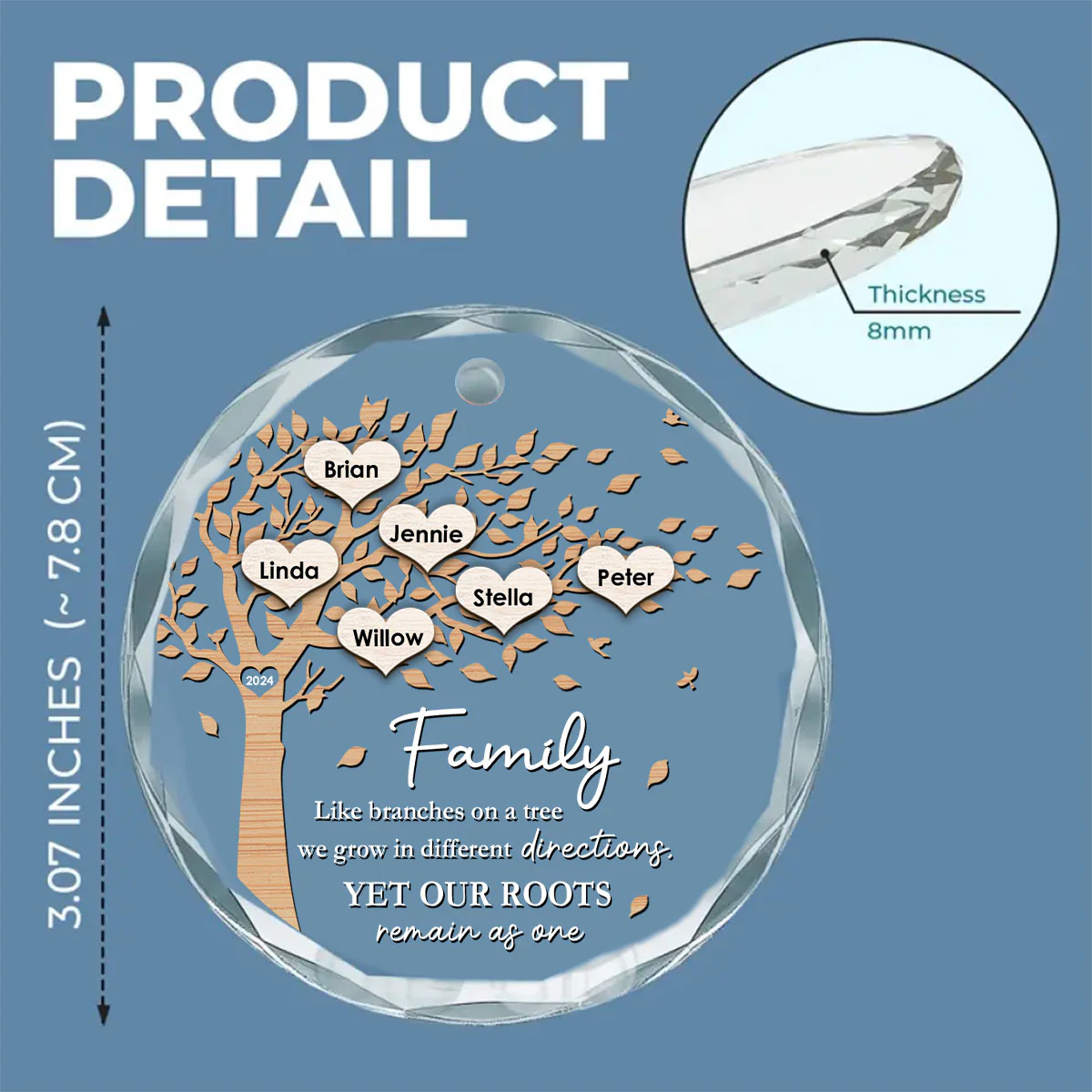 Our Roots Remain As One - Personalized Custom Glass Ornament - Image 5