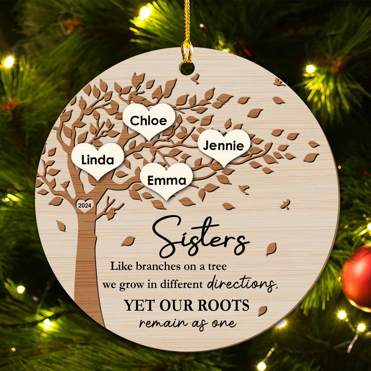 Our Roots Remain As One - Personalized Custom Wood Ornament - Image 2