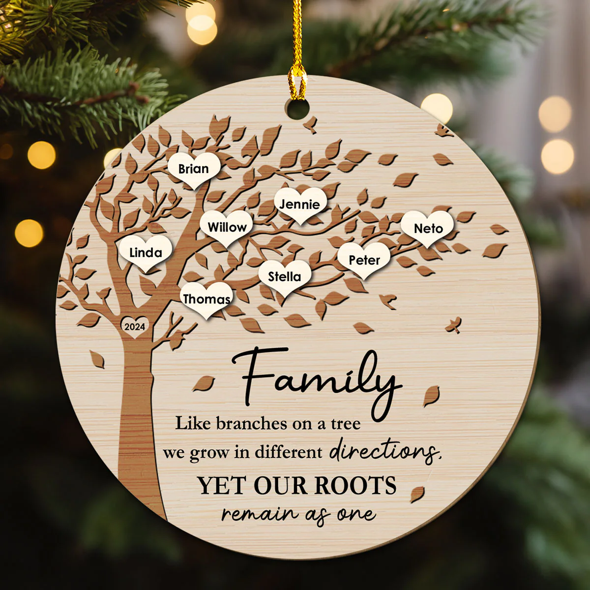 Our Roots Remain As One - Personalized Custom Wood Ornament - Image 4