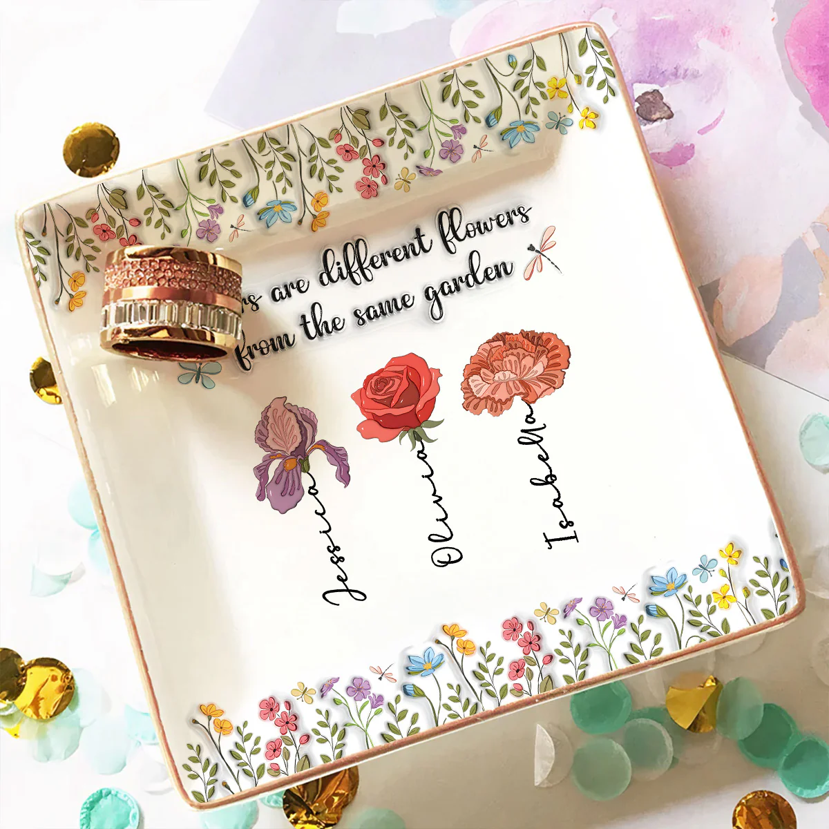 Our Sister Bond Grows Strong - Personalized Custom 3D Inflated Effect Jewelry Dish - Image 3
