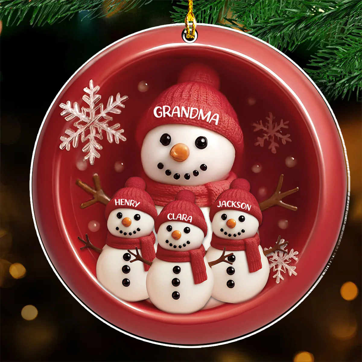 Our Snowman Grandma - Personalized Custom Acrylic Ornament - Image 3