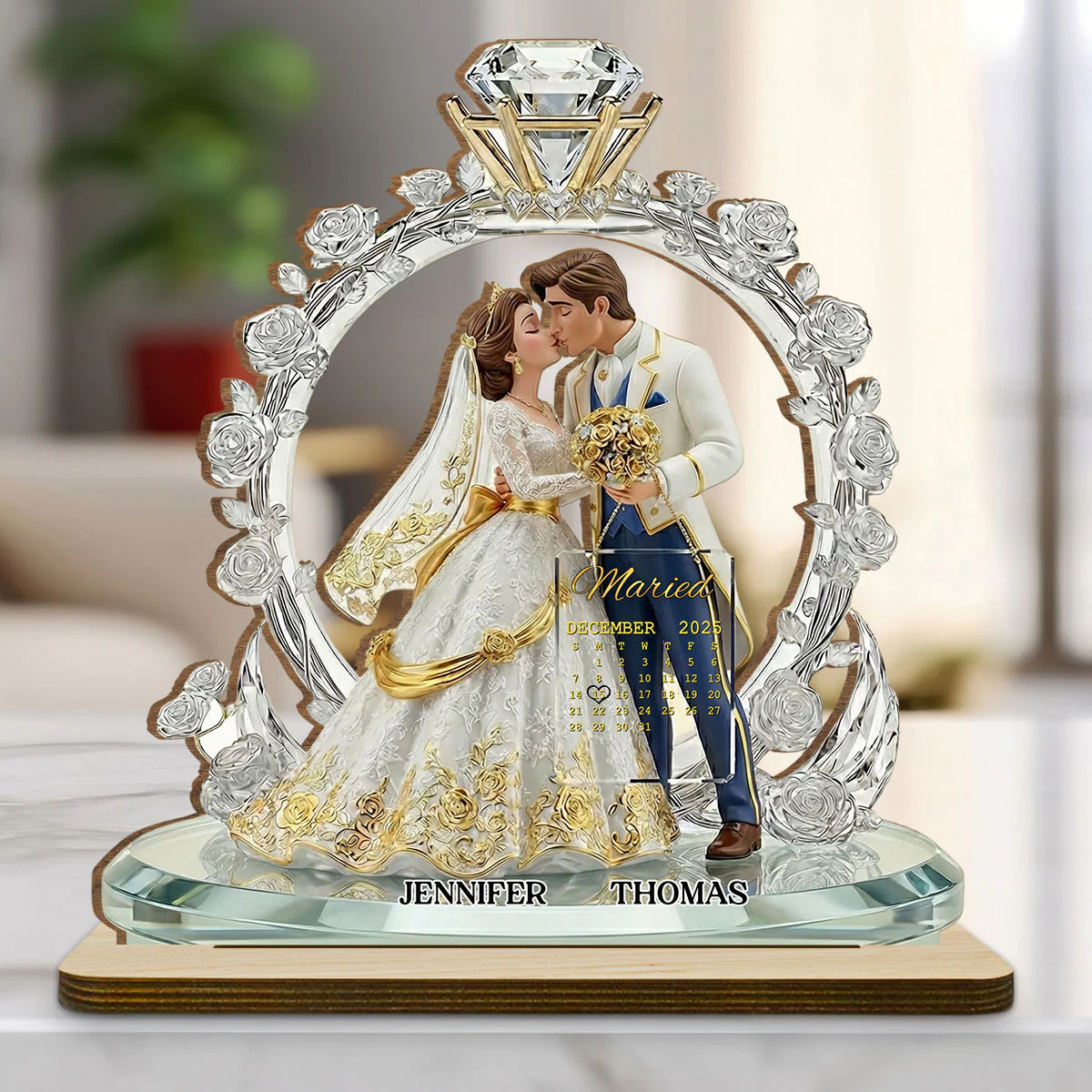 Our Timeless Love Story - Personalized Custom 2-Layer Wood Plaque With Flat Base