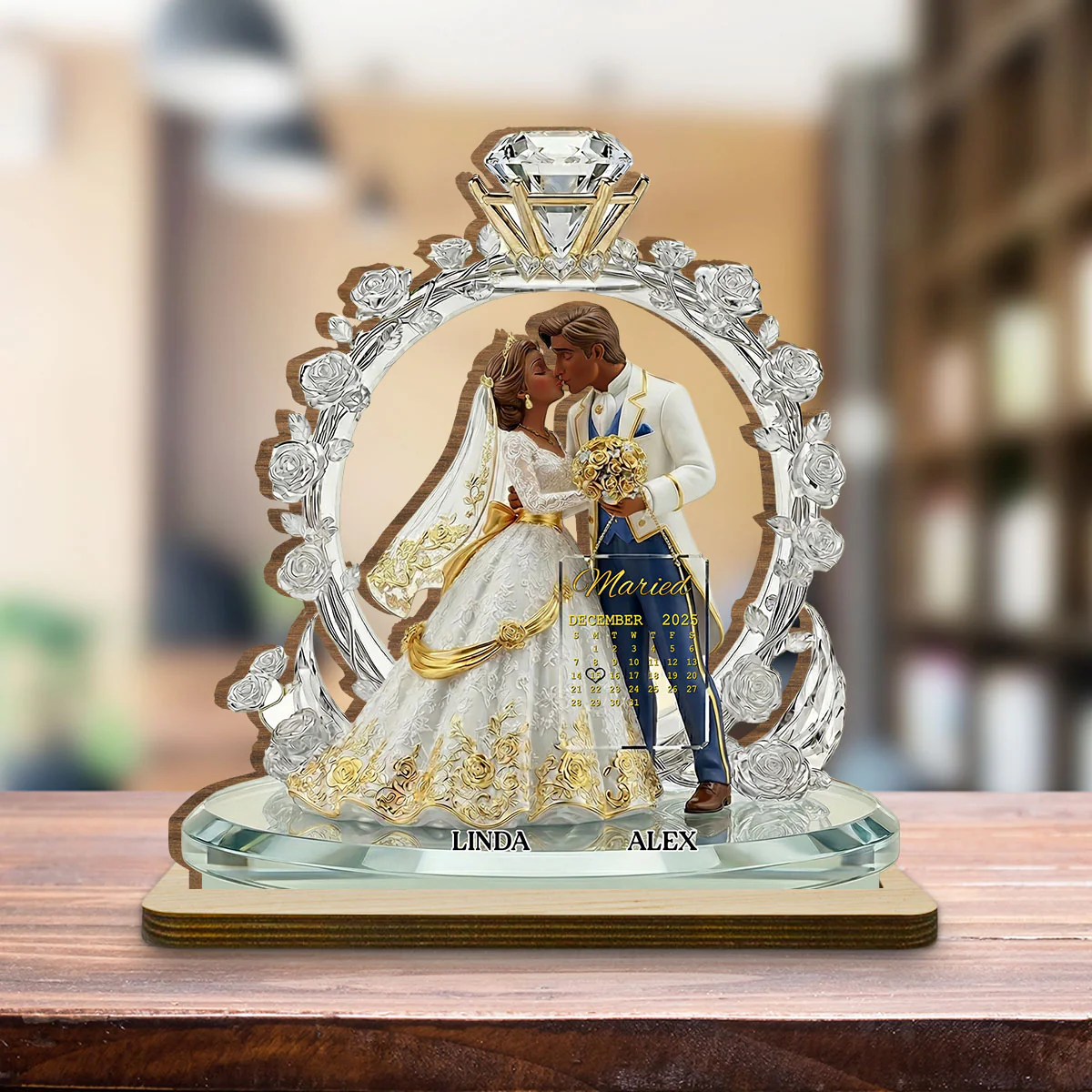 Our Timeless Love Story - Personalized Custom 2-Layer Wood Plaque With Flat Base - Image 4