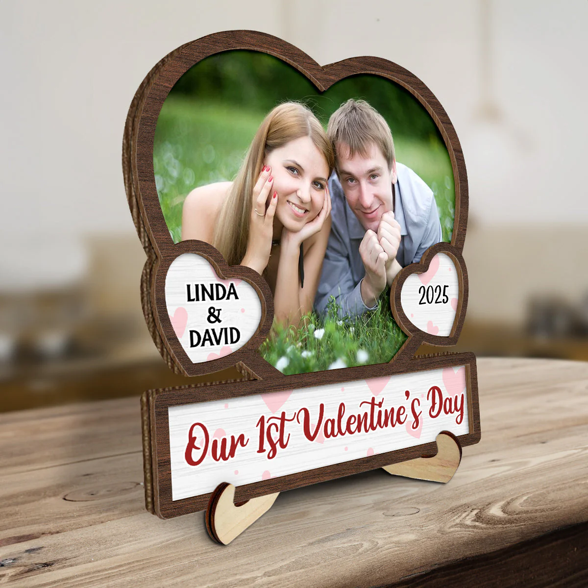 Our Valentine's Day Photo - Personalized Custom Wooden Plaque - Image 2