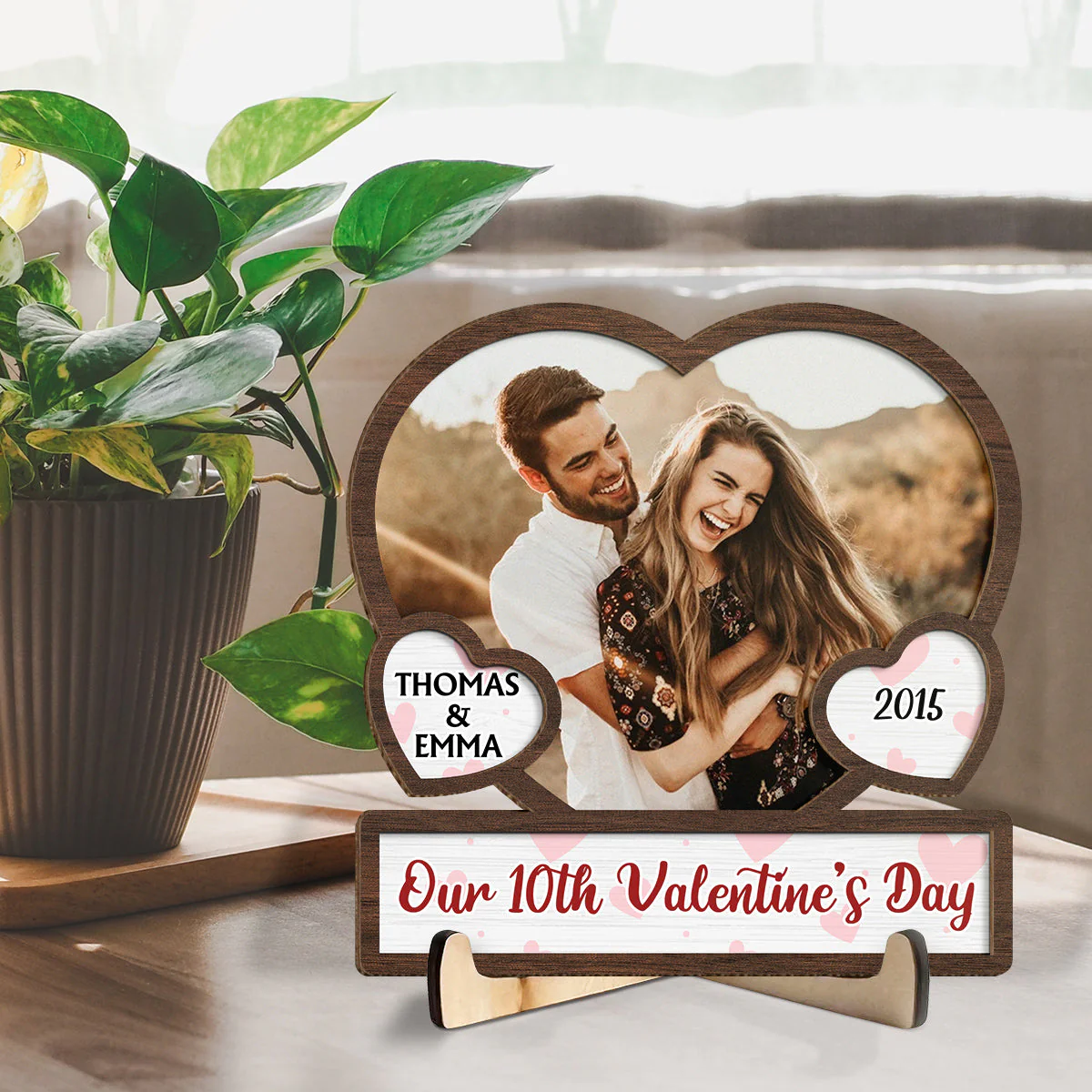 Our Valentine's Day Photo - Personalized Custom Wooden Plaque - Image 3