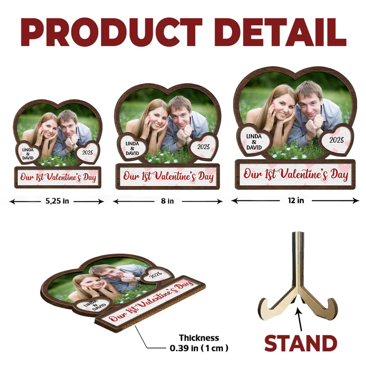 Our Valentine's Day Photo - Personalized Custom Wooden Plaque - Image 4