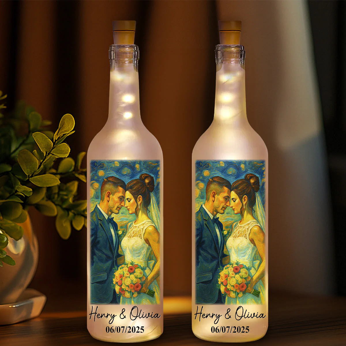 Our Wedding Day Gift - Personalized Custom Bottle Lamp - Image 2