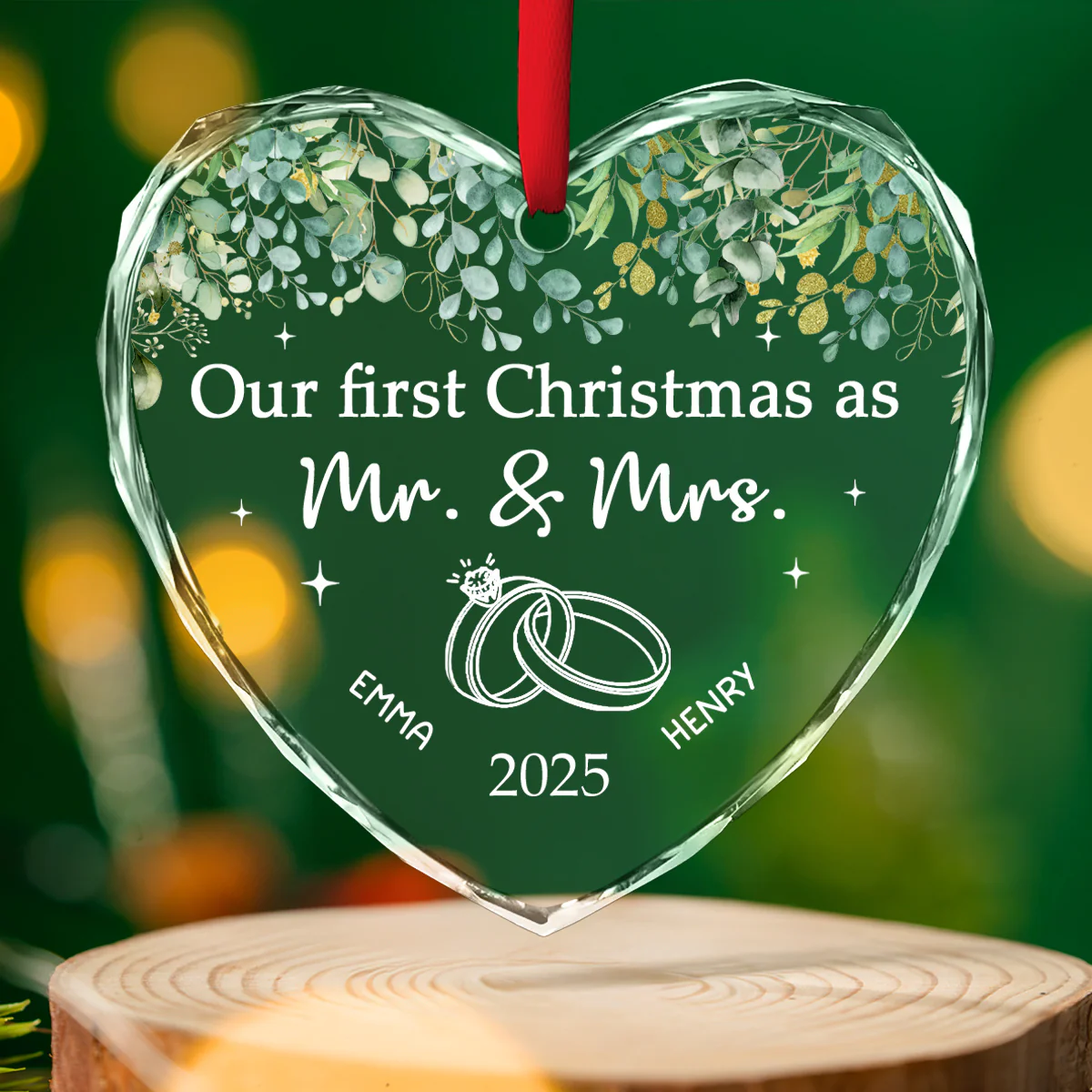 Our Wedding - Personalized Custom Glass Ornament - Image 3