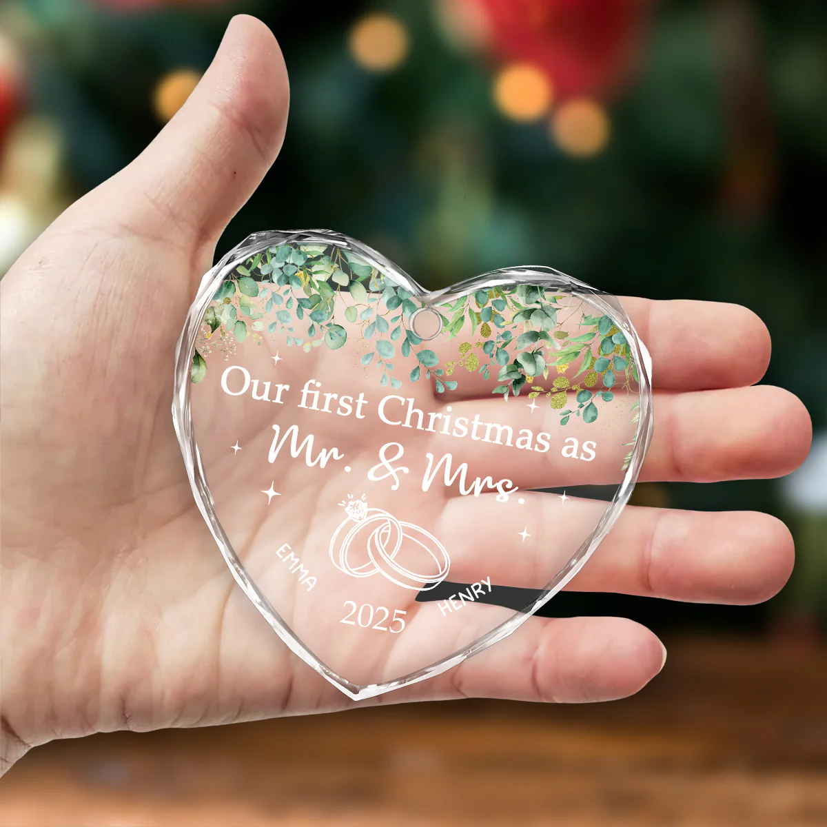 Our Wedding - Personalized Custom Glass Ornament - Image 4