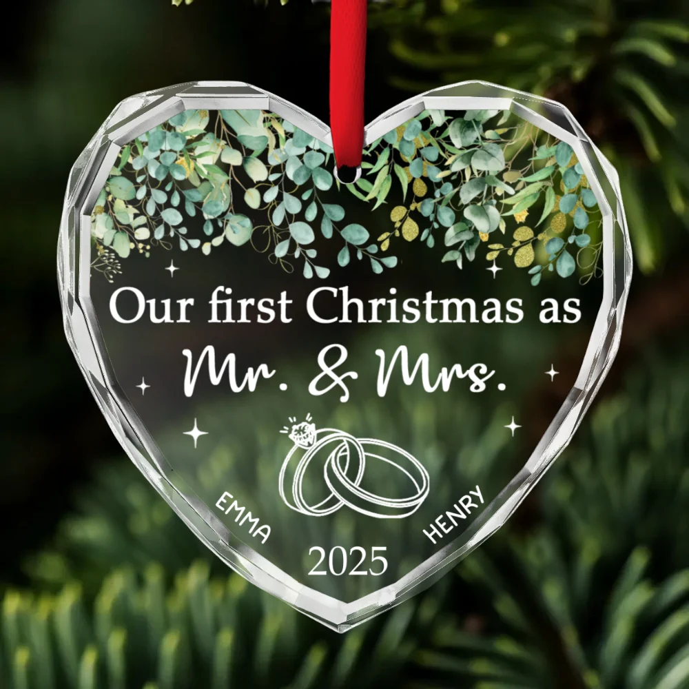 Our Wedding - Personalized Custom Glass Ornament - Image 6