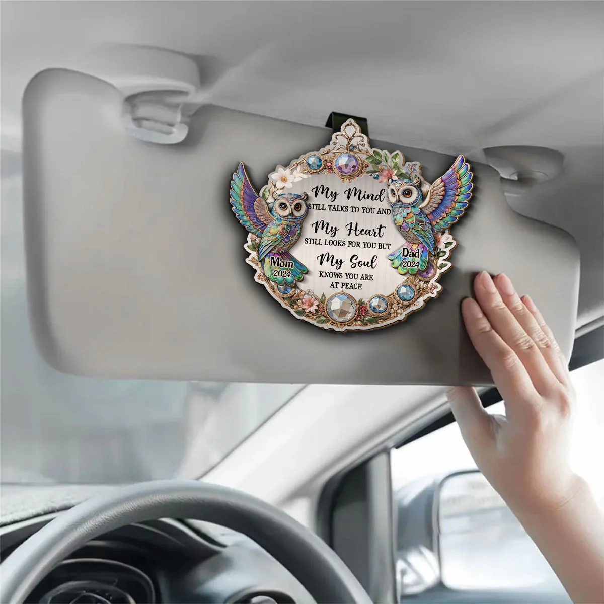 Owl My Mind My Heart My Soul - Personalized Custom Car Visor Clip - Image 3